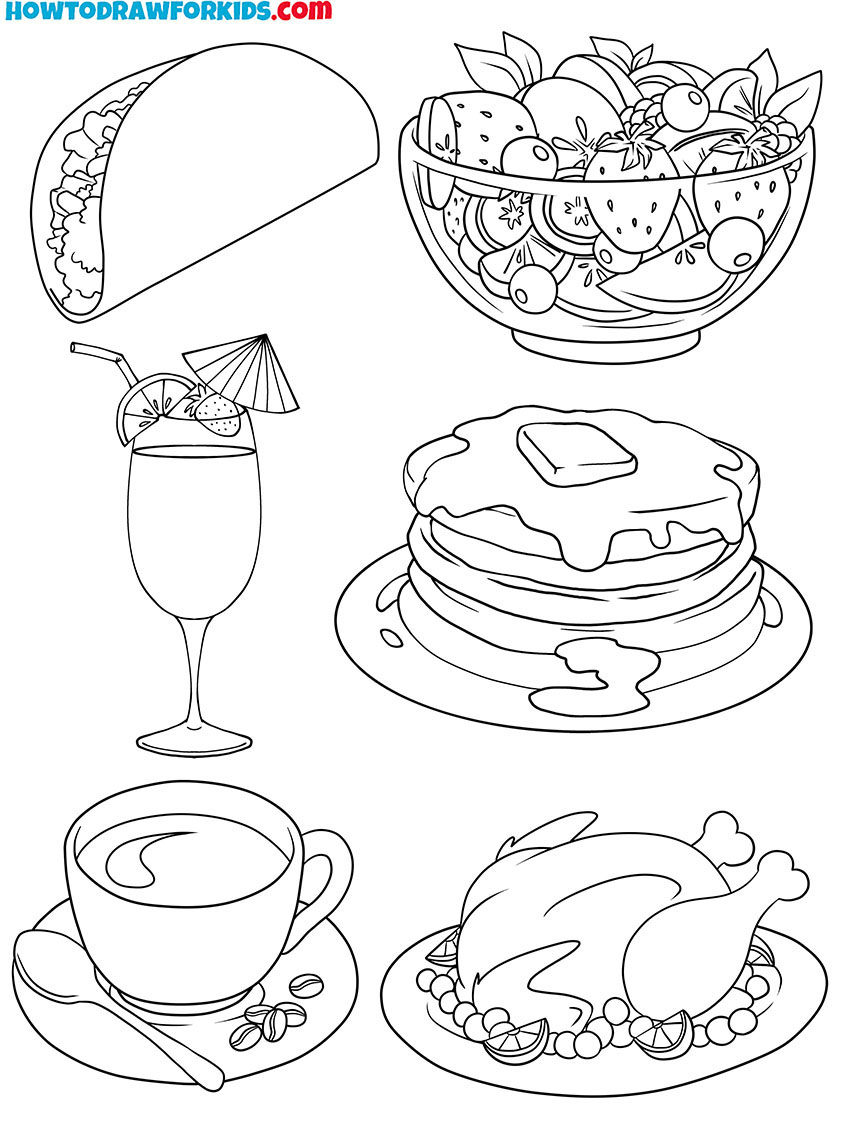 Food Coloring Page Printable PDF