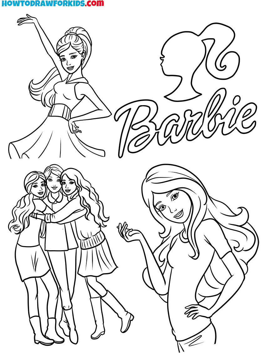 barbie coloring pages simple