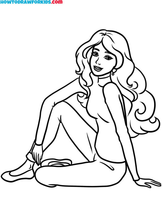 barbie sitting coloring pages