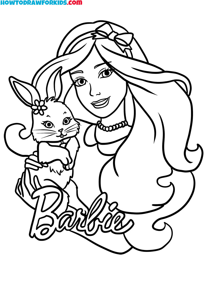 Barbie Coloring Pages Free Printables - Barbie With Bunny Printable 