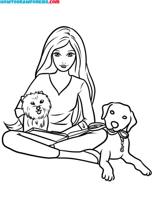 barbie with dogs colorings