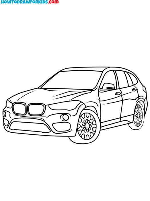 car half side view coloring page