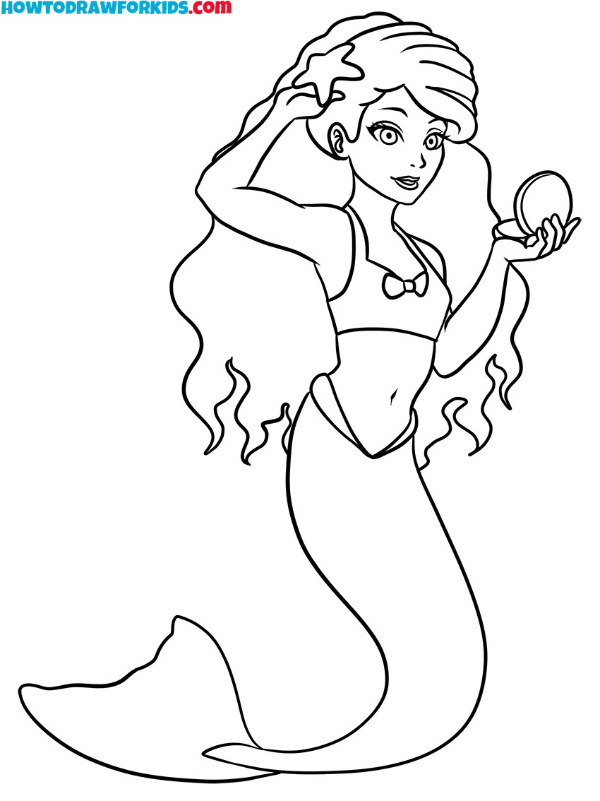 easy mermaid coloring pages printable