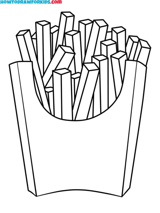 french fries food coloring pages printable PDF