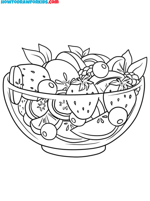 fruit salad food coloring pages printable pdf