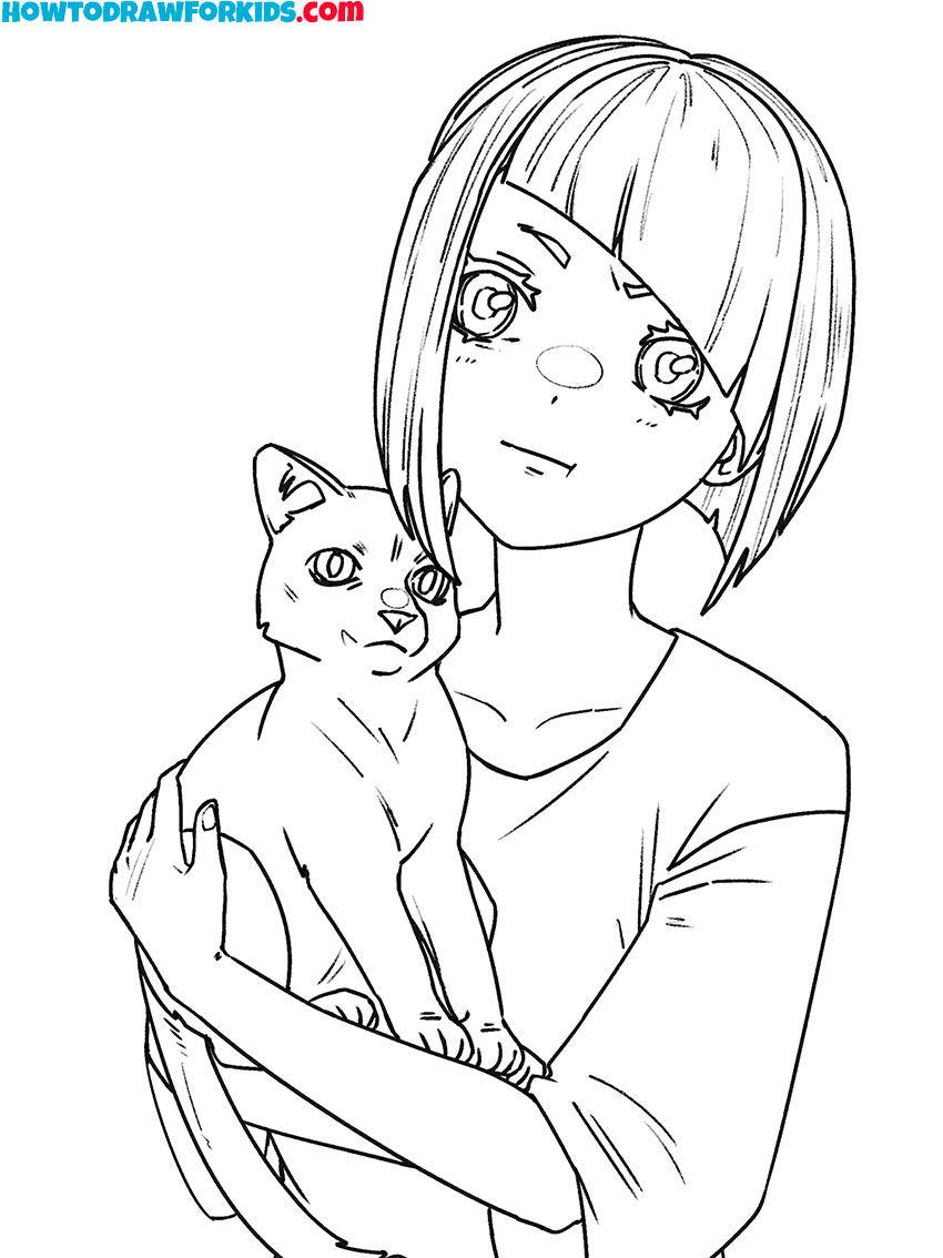 girl and cat anime printables