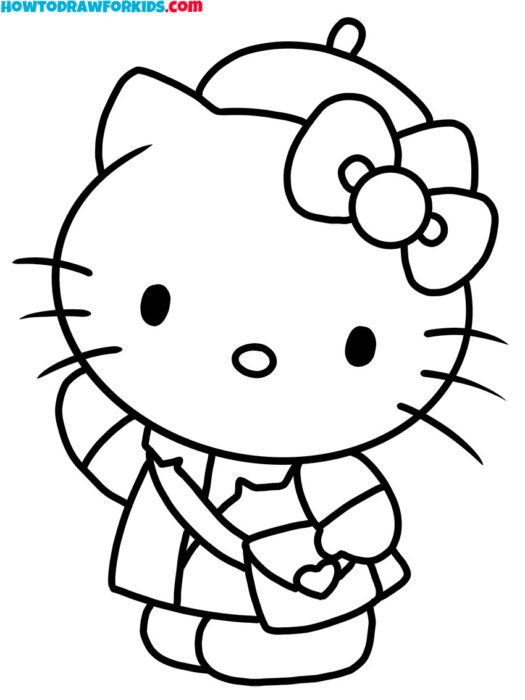 hello kitty in a coat and beret colorings