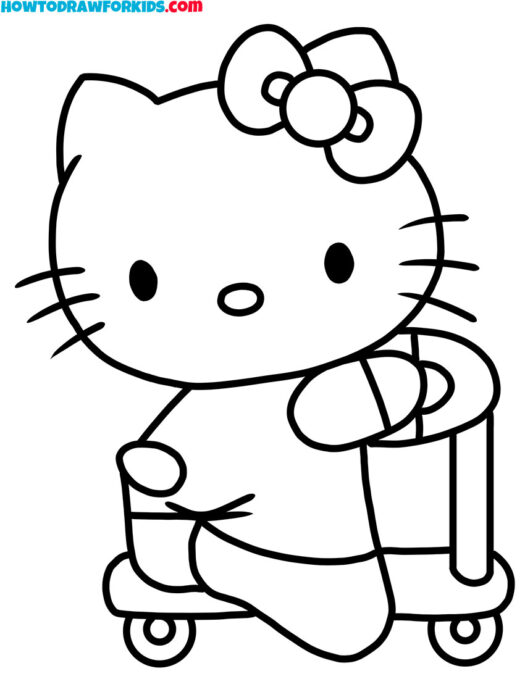hello kitty on a scooter printable