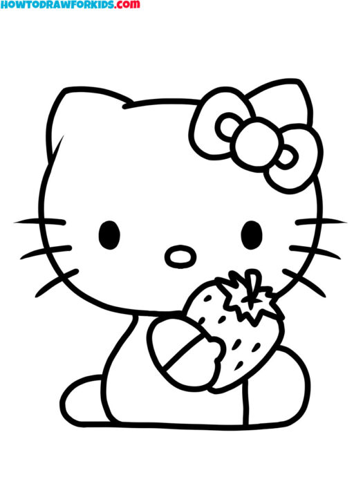 hello kitty with strawberry coloring sheet