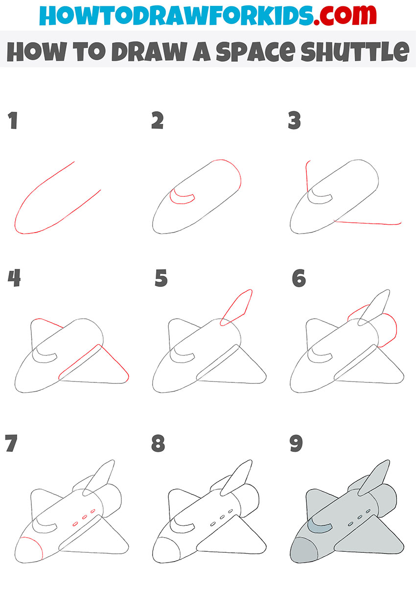 how to draw a space shuttle step by step