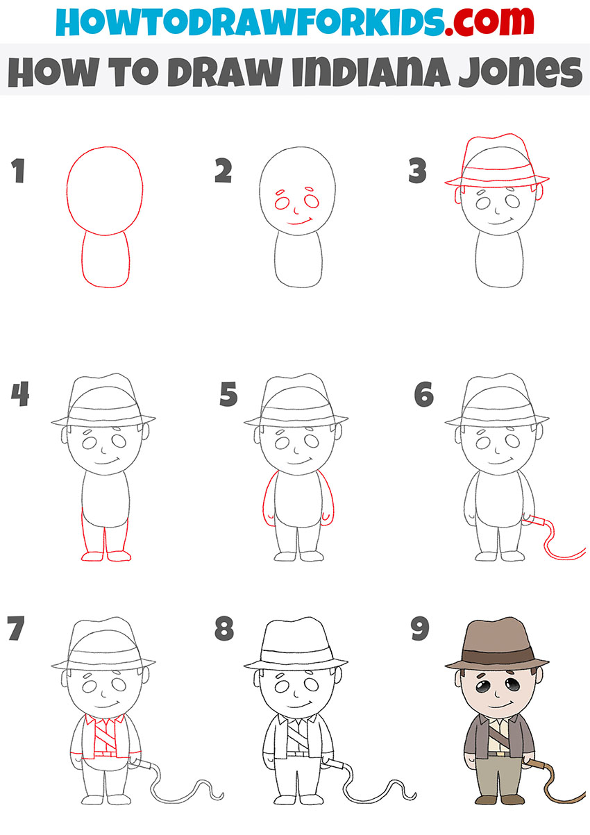 how to draw indiana jones step by step