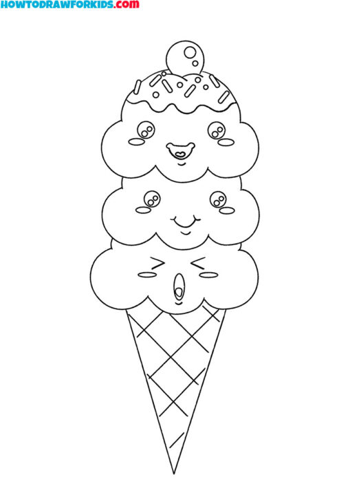 kawaii ice cream coloring sheet