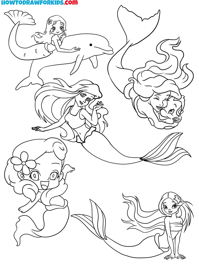 mermaid coloring pages printable pdf