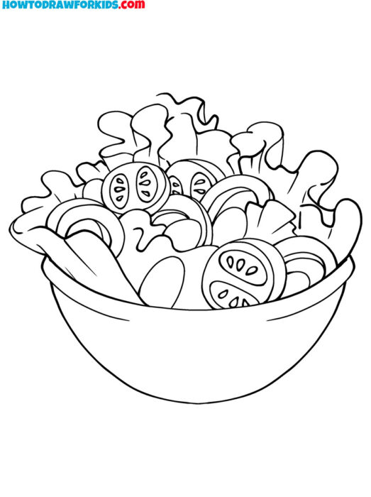 salad Food Coloring Page Printable PDF