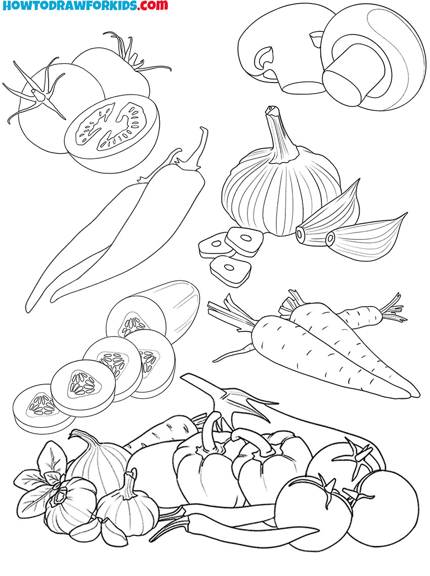 vegetables coloring pages for kids