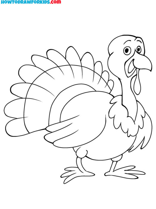 Simple Turkey Coloring Page for Kids