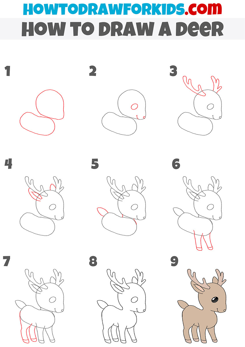 how to draw a deer step by step