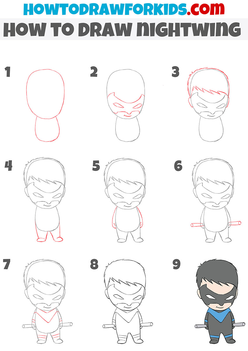 how to draw nightwing step by step
