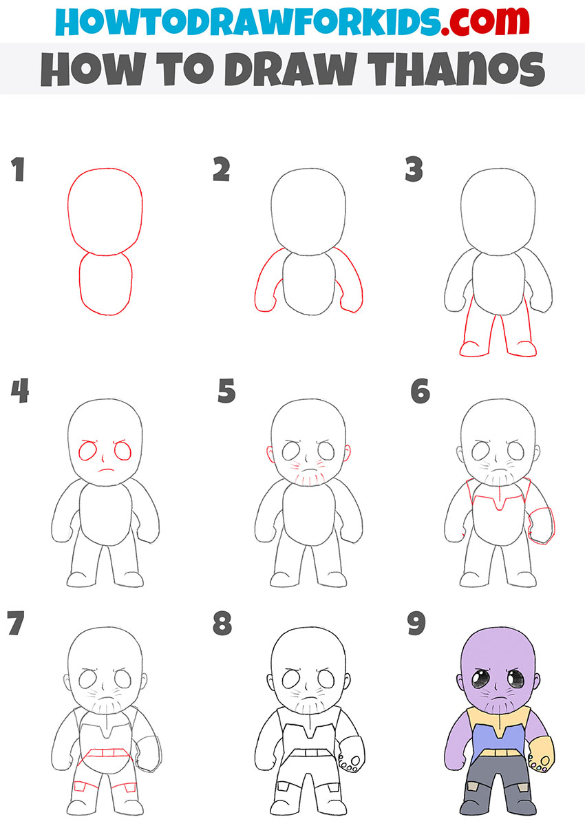 how to draw thanos step by step