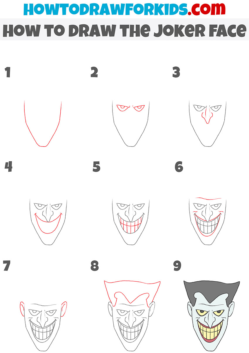 how to draw the joker face step by step