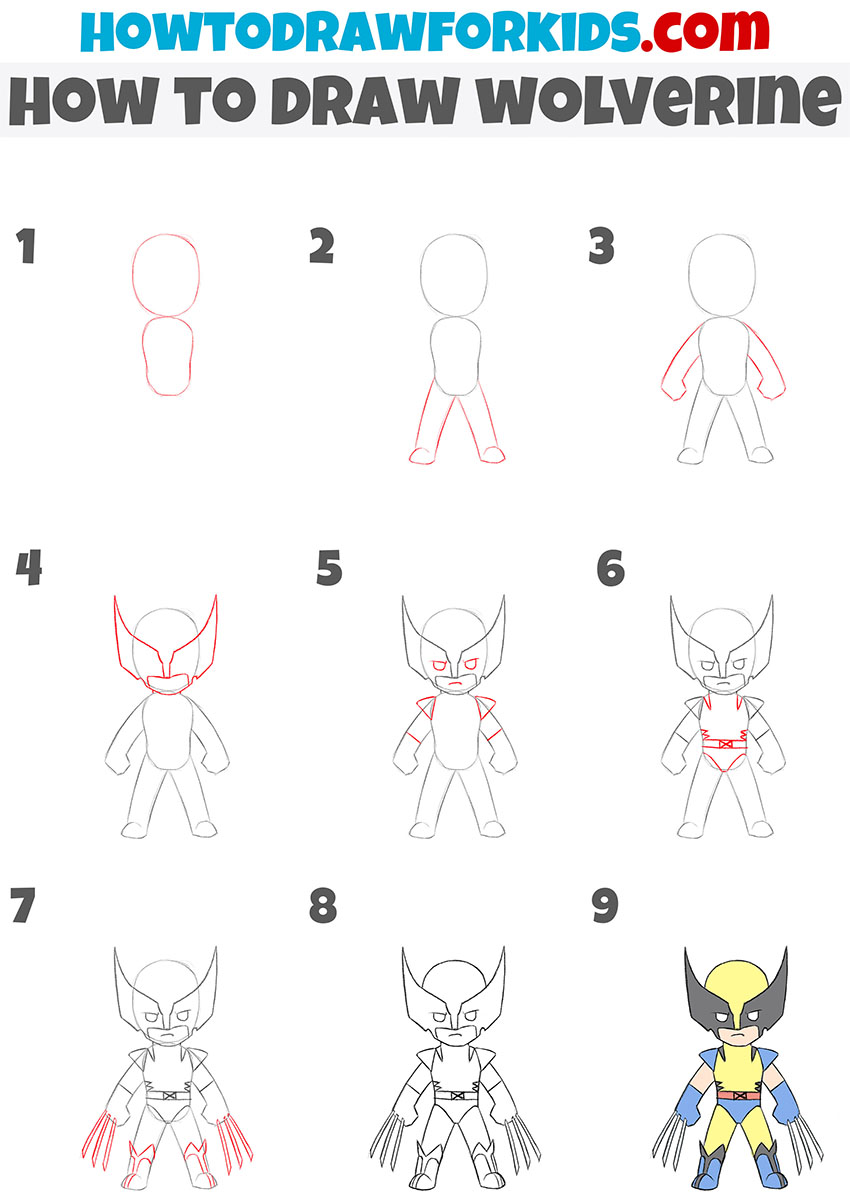how to draw wolverine step by step