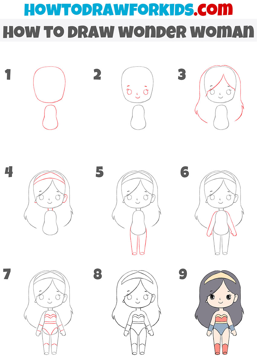 how to draw wonder woman step by step