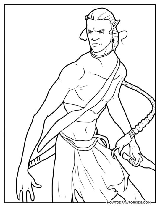 Avatar With a Weapon Coloring Sheet