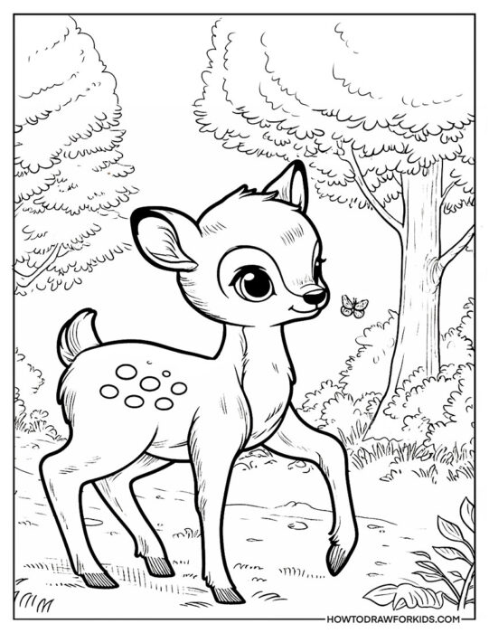 Baby Bambi in Wildlife for Coloring