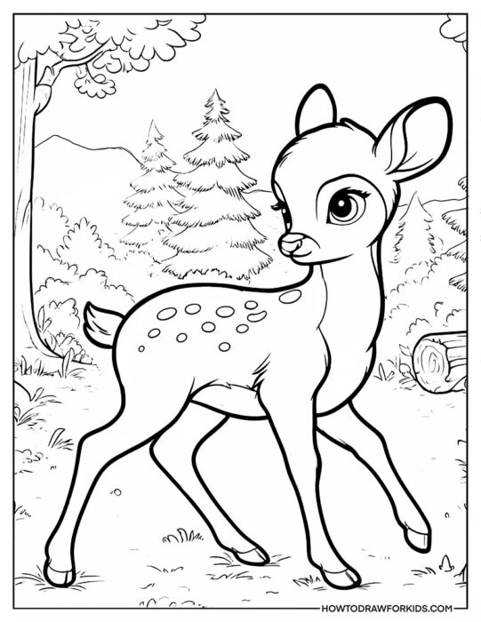 Bambi in the Forest Beautiful Coloring Book