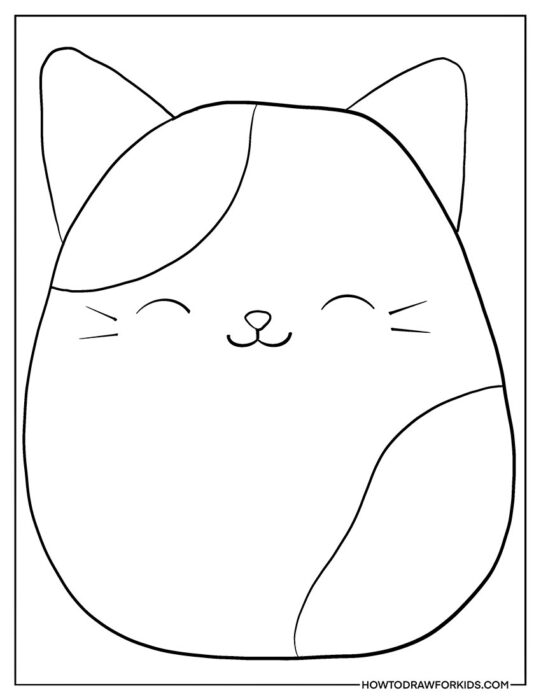 Coloring Sheet of a Squishmallow Cute Cat