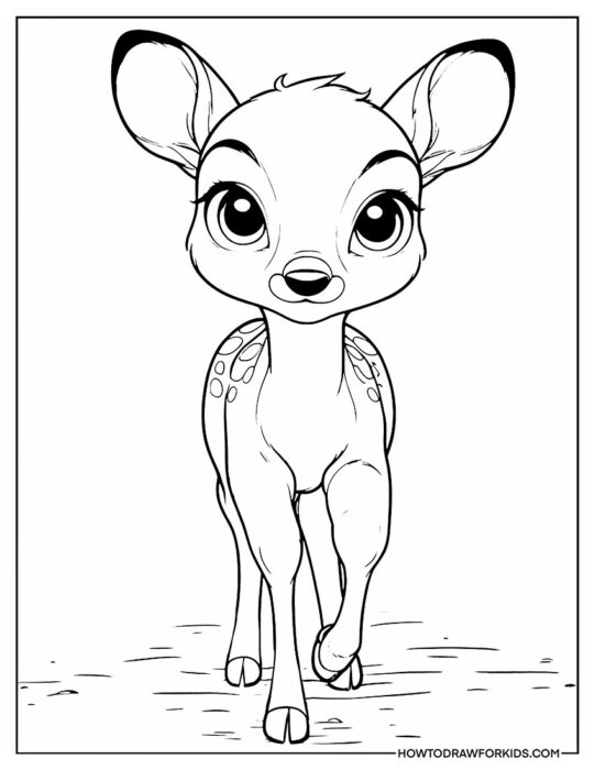 Cute Bambi Coloring Sheet