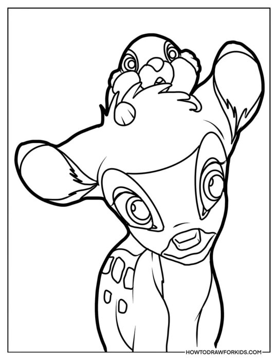 Cute Bambi and Thumper Coloring Book