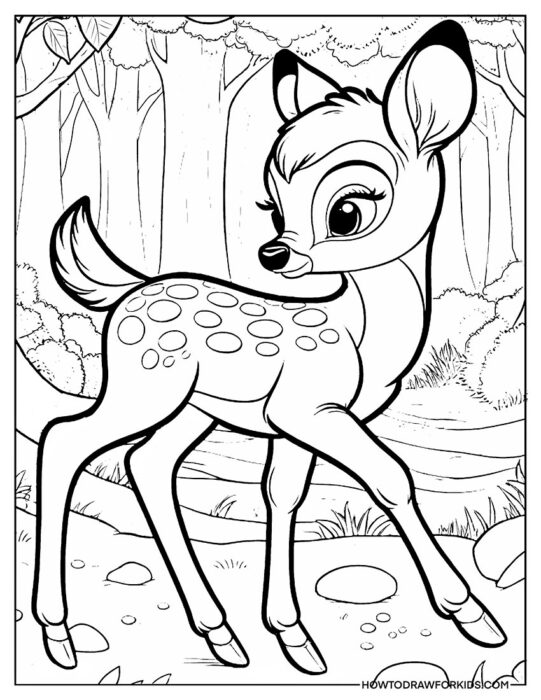 Detailed Coloring Sheet Of Bambi
