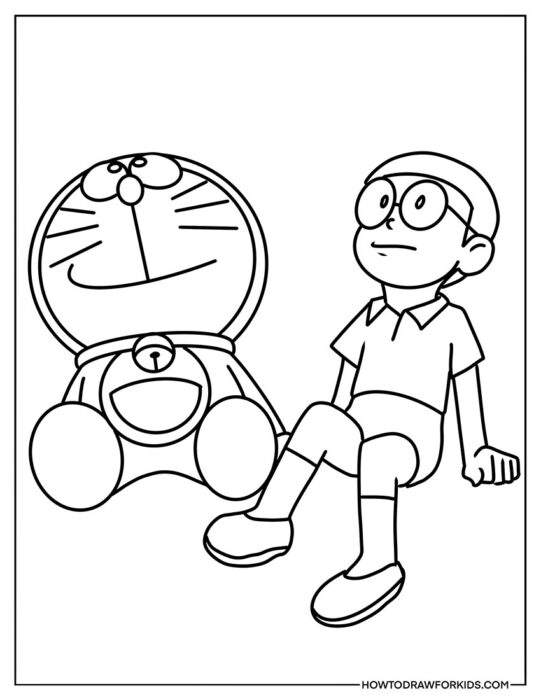 Doraemon and Nobita Coloring Page