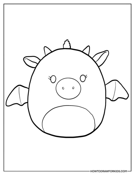 Easy Dragon Squishmallow Coloring Page for Printing