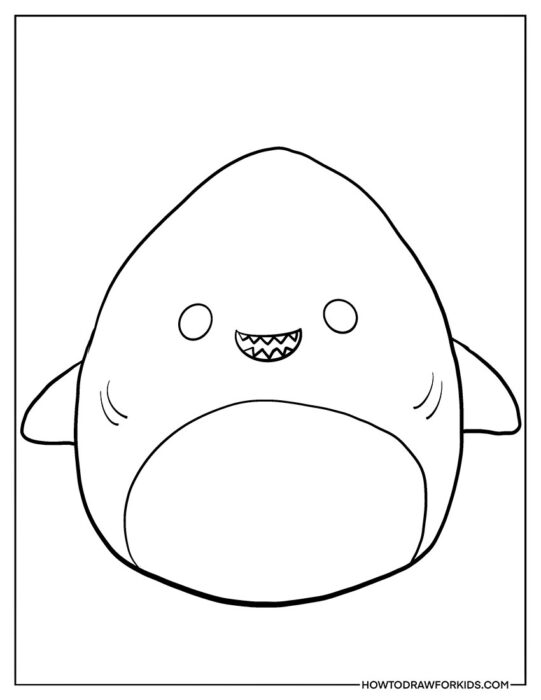 Easy Shark Squishmallow Coloring Printable