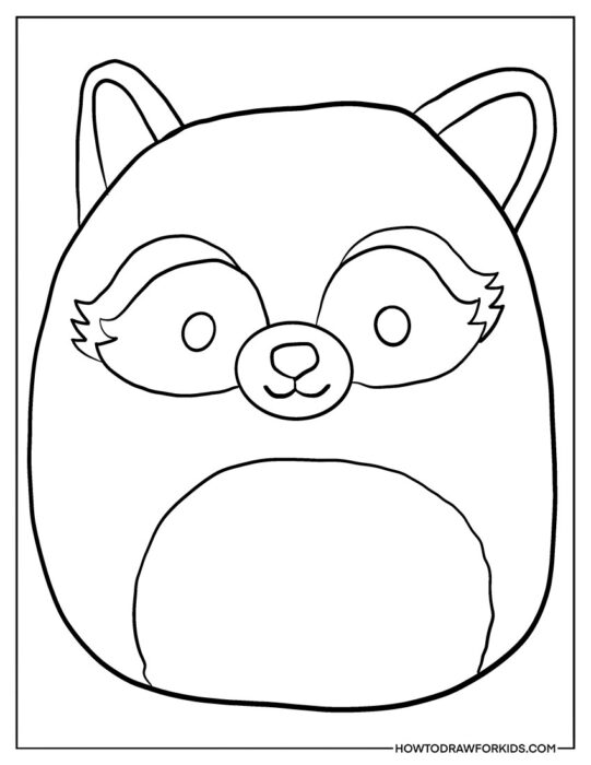 Easy Squishmallow Raccon Coloring Sheet