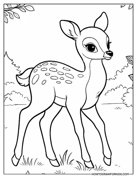 Feline Walking in the Forest Coloring Book