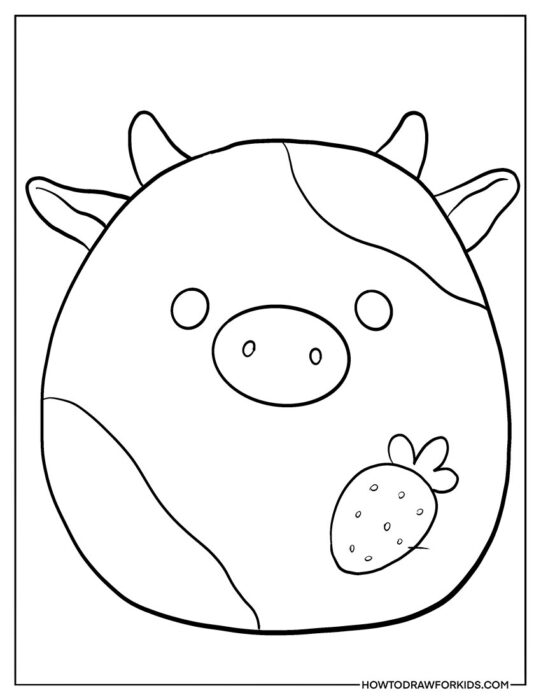 Free Squishmallow Strawberry Cow Coloring Page