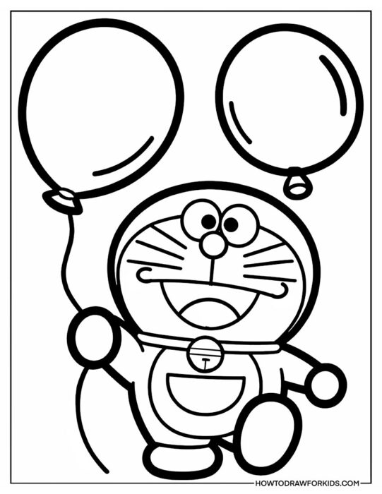 Funny Doraemon with Balls Coloring