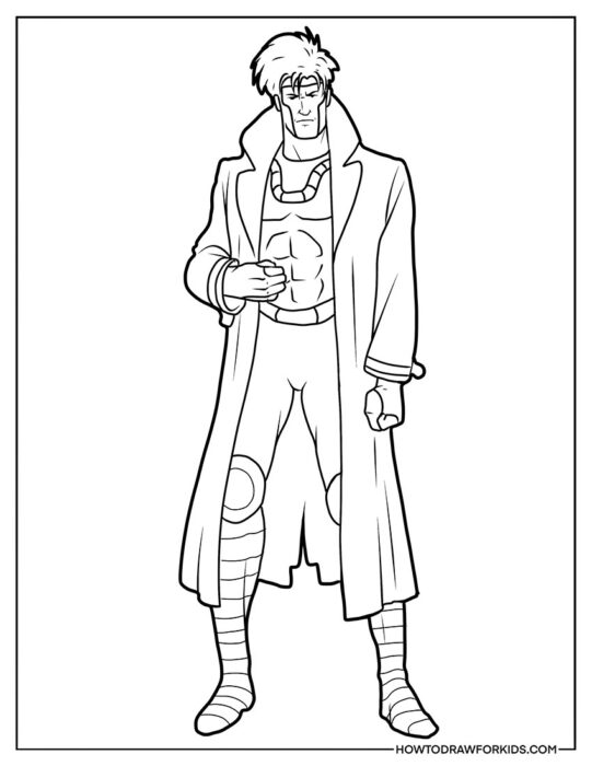 Gambit from X-Men Coloring Sheet