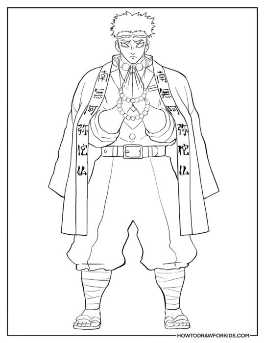 Gyomei Himejima from Demon Slayer Coloring Page for Printing