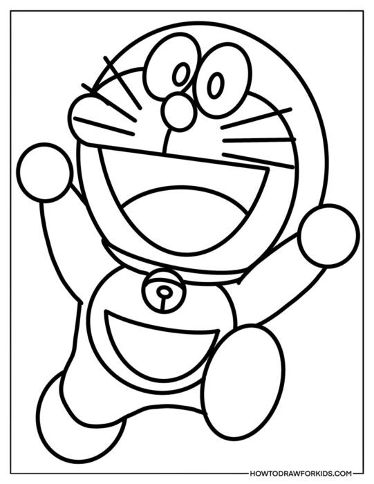 Happy Doraemon Coloring Page PDF