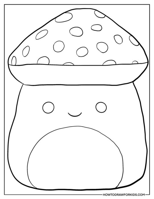 Kawaii Mushroom Squishmallow Coloring Page Printable