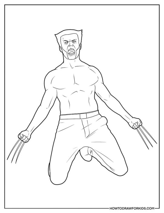 Logan Wolverine in Fury Printable Coloring Page