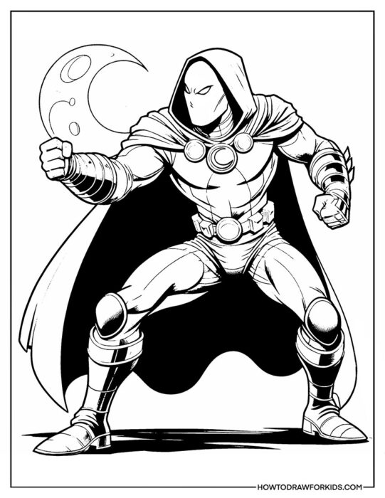 Moon Knight Holding the Moon Coloring Page