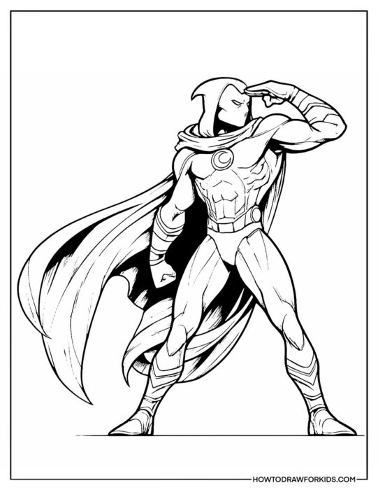 Moon Knight Looks at Night City Coloring for Print