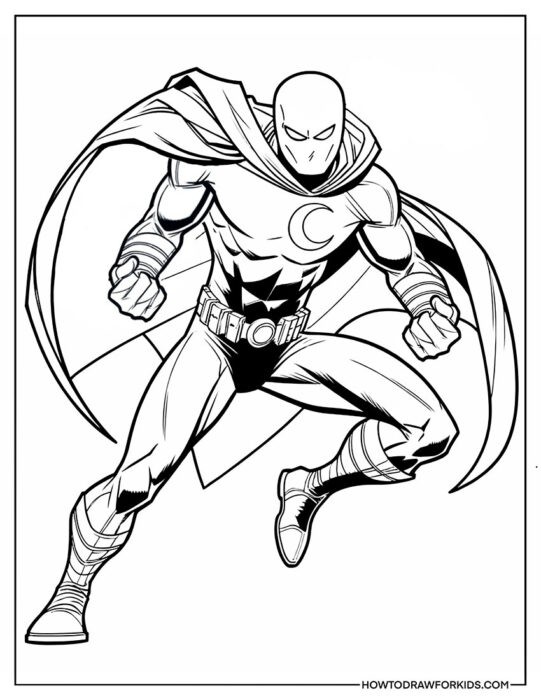 Moon Knight Ready to Attack Coloring Sheet for Kids