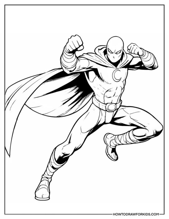 Moon Knight Ready to Fight the Villain Coloring for Print