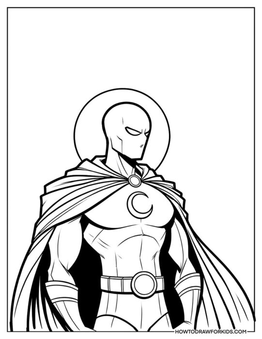Moon Knight Standing in Front of the Moon Coloring Book